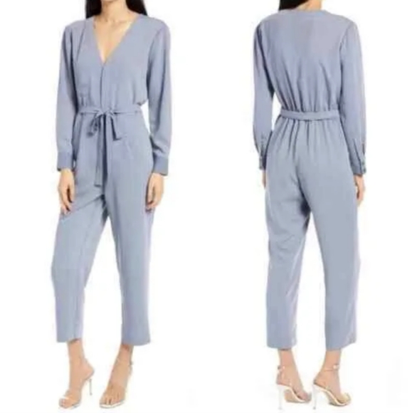charles henry women's jumpsuit Gray V-neck | button down size XS - Picture 2 of 13